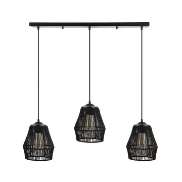 Ibiza Island 30" Seagrass/Metal Bohemian Coastal LED Pendant - JONATHAN Y